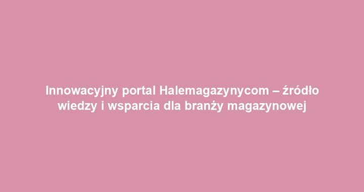 Innowacyjny portal Halemagazynycom – źródło wiedzy i wsparcia dla branży magazynowej