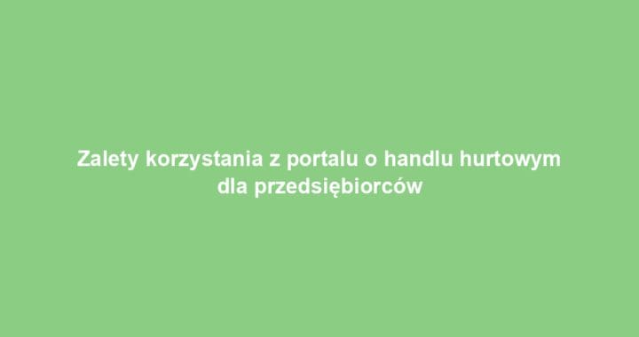 Zalety korzystania z portalu o handlu hurtowym dla przedsiębiorców
