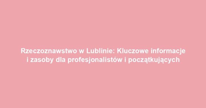 Rzeczoznawstwo w Lublinie: Kluczowe informacje i zasoby dla profesjonalistów i początkujących