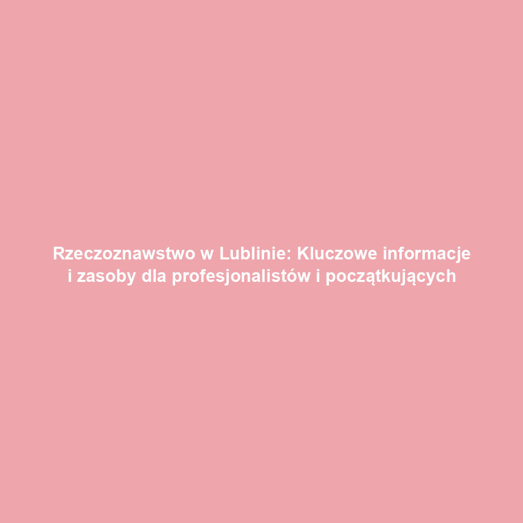 Rzeczoznawstwo w Lublinie: Kluczowe informacje i zasoby dla profesjonalistów i początkujących