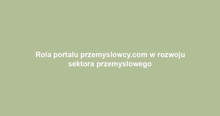 Rola portalu przemyslowcy.com w rozwoju sektora przemysłowego