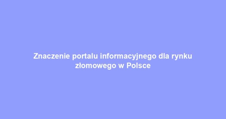 Znaczenie portalu informacyjnego dla rynku złomowego w Polsce