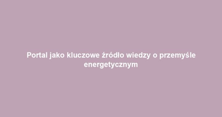 Portal jako kluczowe źródło wiedzy o przemyśle energetycznym