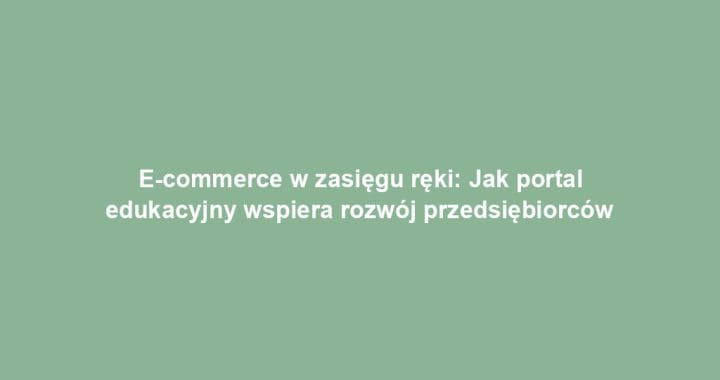 E-commerce w zasięgu ręki: Jak portal edukacyjny wspiera rozwój przedsiębiorców