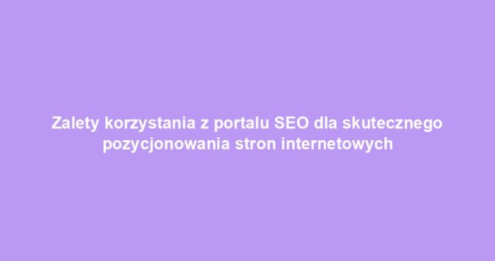Zalety korzystania z portalu SEO dla skutecznego pozycjonowania stron internetowych