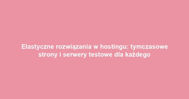 Elastyczne rozwiązania w hostingu: tymczasowe strony i serwery testowe dla każdego