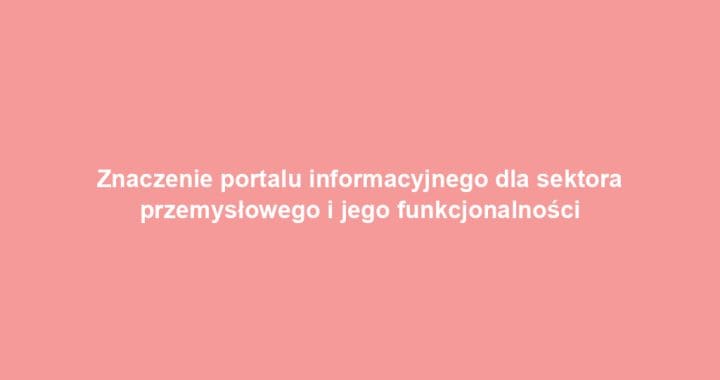 Znaczenie portalu informacyjnego dla sektora przemysłowego i jego funkcjonalności