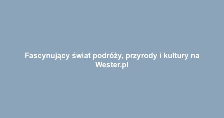 Fascynujący świat podróży, przyrody i kultury na Wester.pl