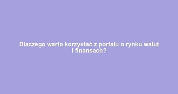 Dlaczego warto korzystać z portalu o rynku walut i finansach?