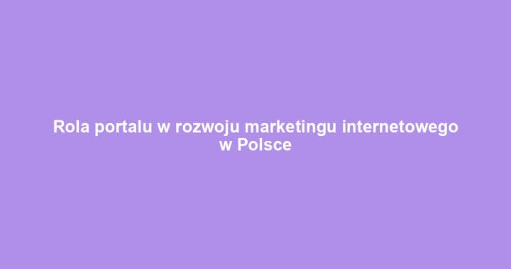 Rola portalu w rozwoju marketingu internetowego w Polsce