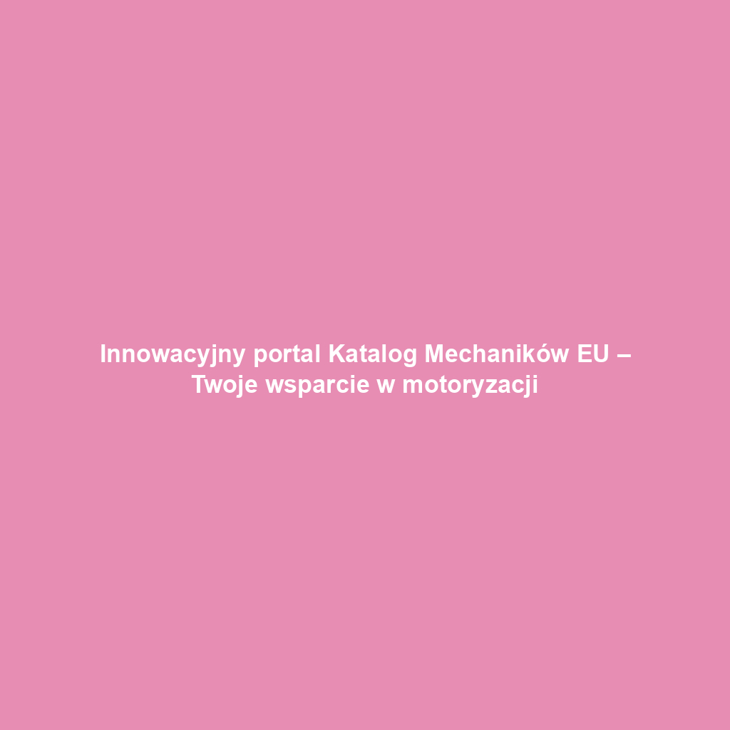 Innowacyjny portal Katalog Mechaników EU – Twoje wsparcie w motoryzacji