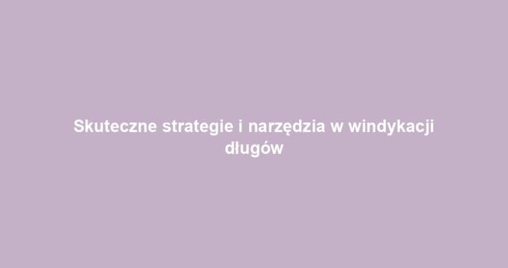 Skuteczne strategie i narzędzia w windykacji długów
