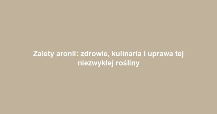 Zalety aronii: zdrowie, kulinaria i uprawa tej niezwykłej rośliny