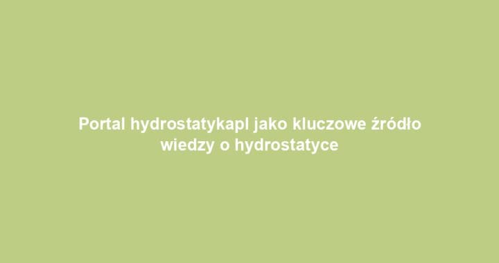 Portal hydrostatykapl jako kluczowe źródło wiedzy o hydrostatyce