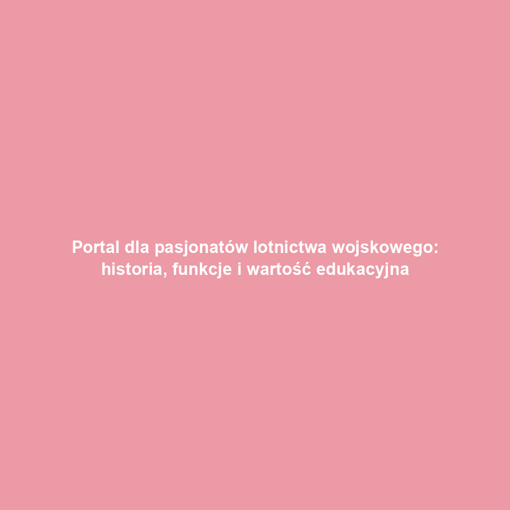 Portal dla pasjonatów lotnictwa wojskowego: historia, funkcje i wartość edukacyjna