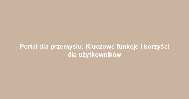 Portal dla przemysłu: Kluczowe funkcje i korzyści dla użytkowników