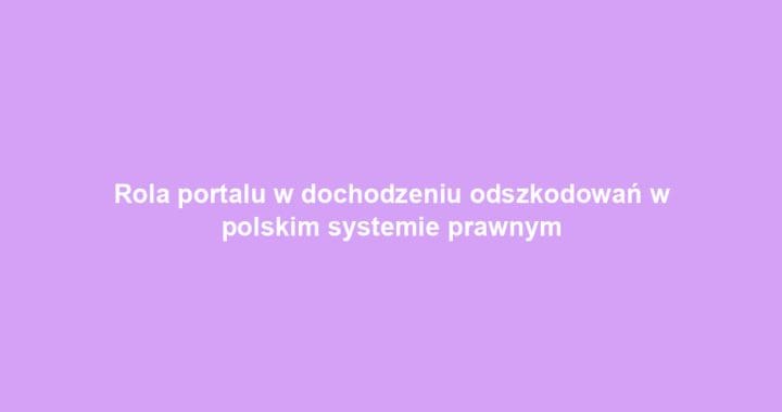 Rola portalu w dochodzeniu odszkodowań w polskim systemie prawnym