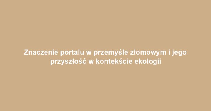 Znaczenie portalu w przemyśle złomowym i jego przyszłość w kontekście ekologii