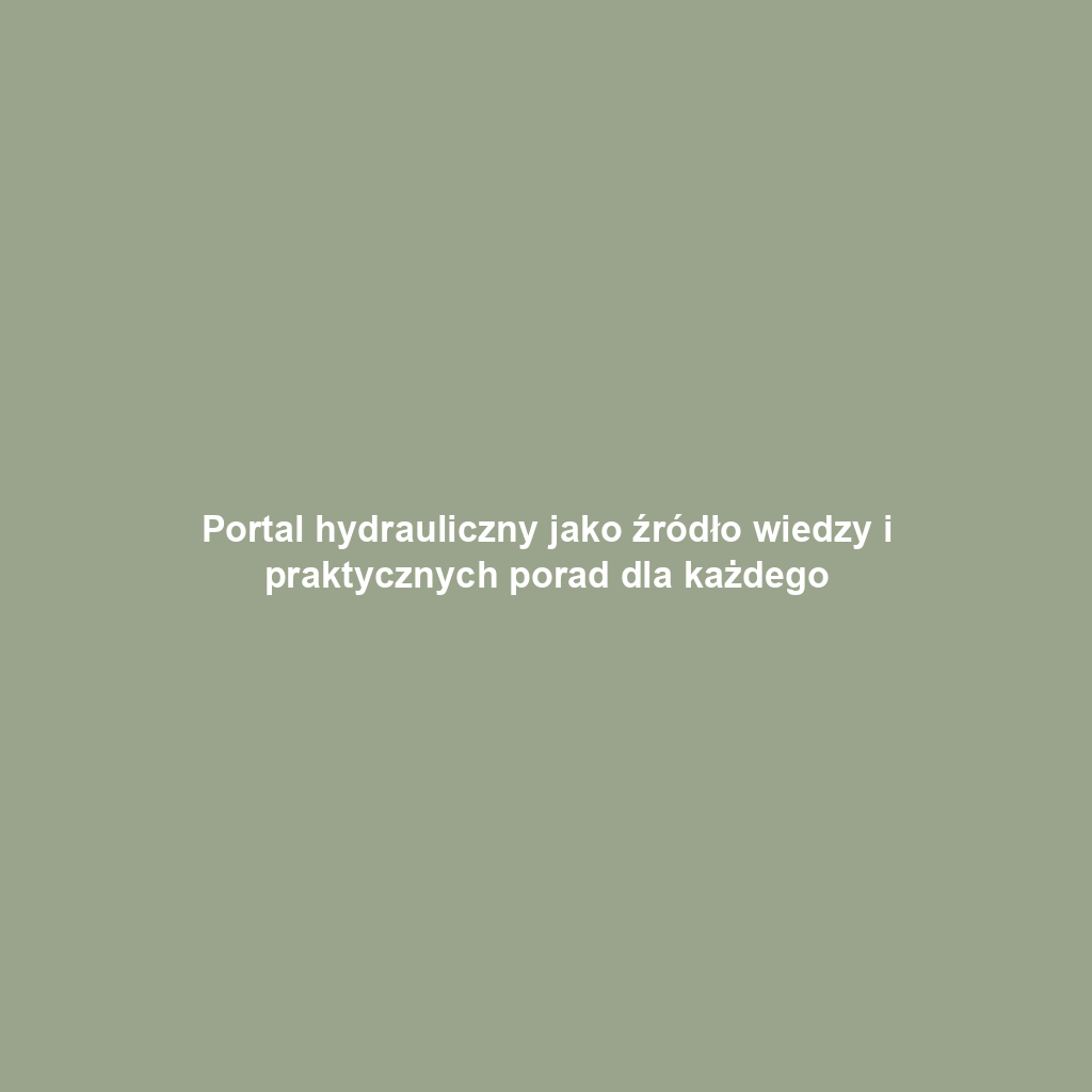 Portal hydrauliczny jako źródło wiedzy i praktycznych porad dla każdego