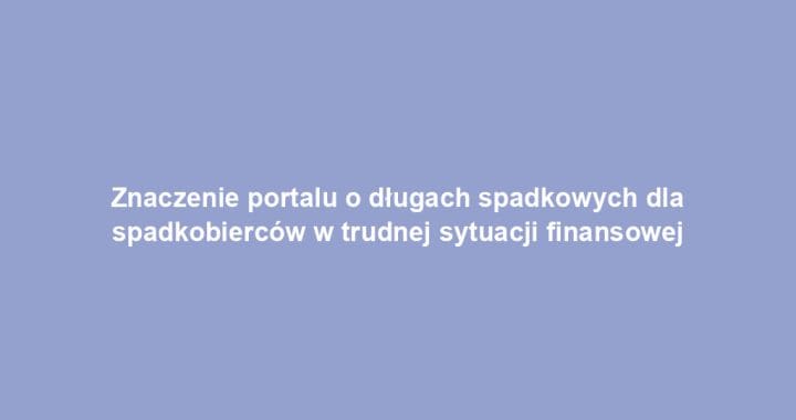 Znaczenie portalu o długach spadkowych dla spadkobierców w trudnej sytuacji finansowej