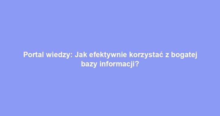 Portal wiedzy: Jak efektywnie korzystać z bogatej bazy informacji?