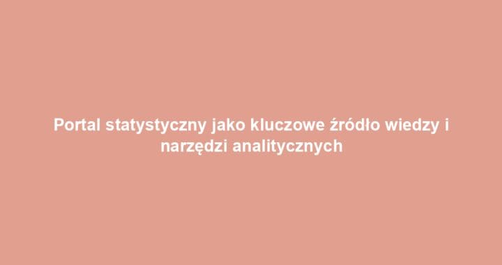 Portal statystyczny jako kluczowe źródło wiedzy i narzędzi analitycznych
