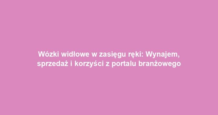 Wózki widłowe w zasięgu ręki: Wynajem, sprzedaż i korzyści z portalu branżowego