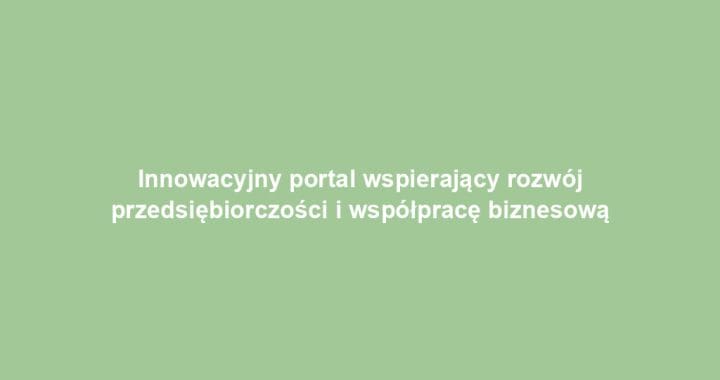 Innowacyjny portal wspierający rozwój przedsiębiorczości i współpracę biznesową
