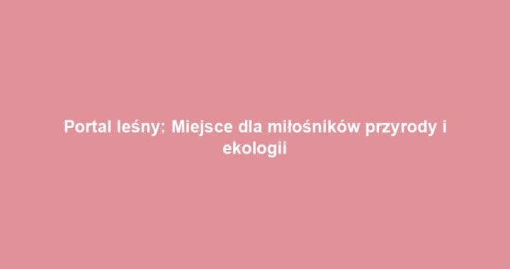 Portal leśny: Miejsce dla miłośników przyrody i ekologii