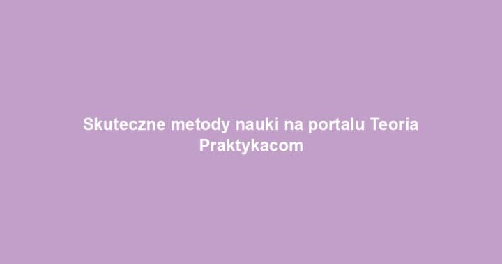 Skuteczne metody nauki na portalu Teoria Praktykacom