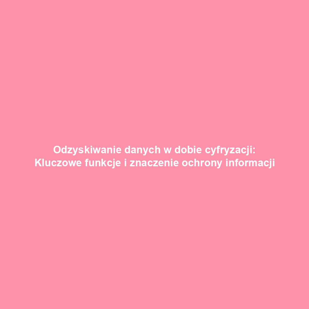 Odzyskiwanie danych w dobie cyfryzacji: Kluczowe funkcje i znaczenie ochrony informacji