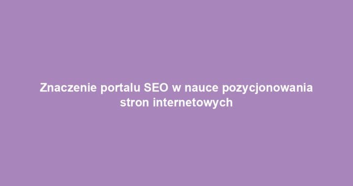 Znaczenie portalu SEO w nauce pozycjonowania stron internetowych