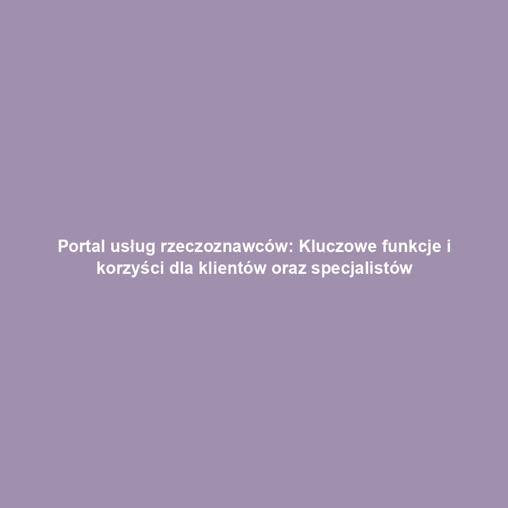 Portal usług rzeczoznawców: Kluczowe funkcje i korzyści dla klientów oraz specjalistów