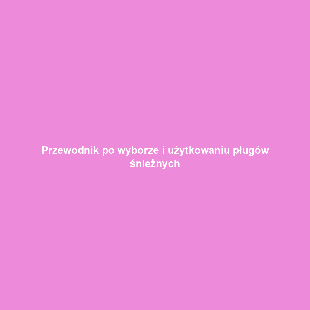 Przewodnik po wyborze i użytkowaniu pługów śnieżnych