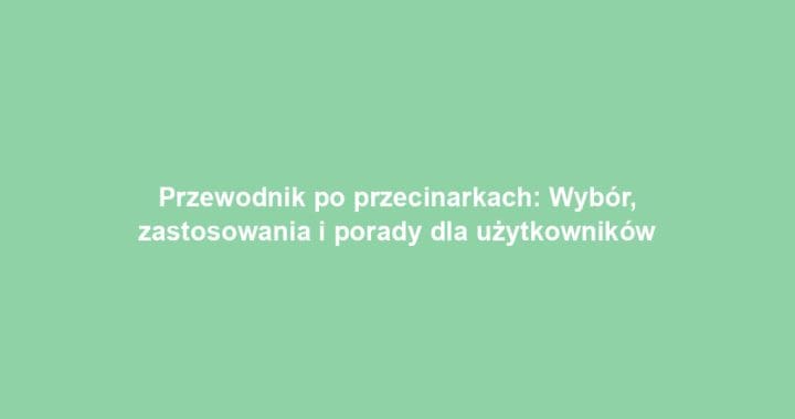 Przewodnik po przecinarkach: Wybór, zastosowania i porady dla użytkowników