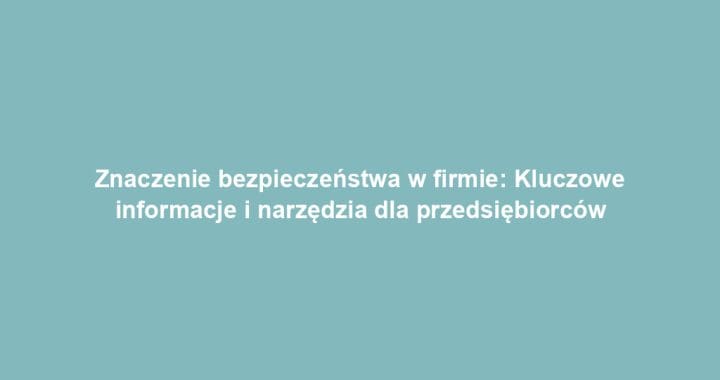 Znaczenie bezpieczeństwa w firmie: Kluczowe informacje i narzędzia dla przedsiębiorców