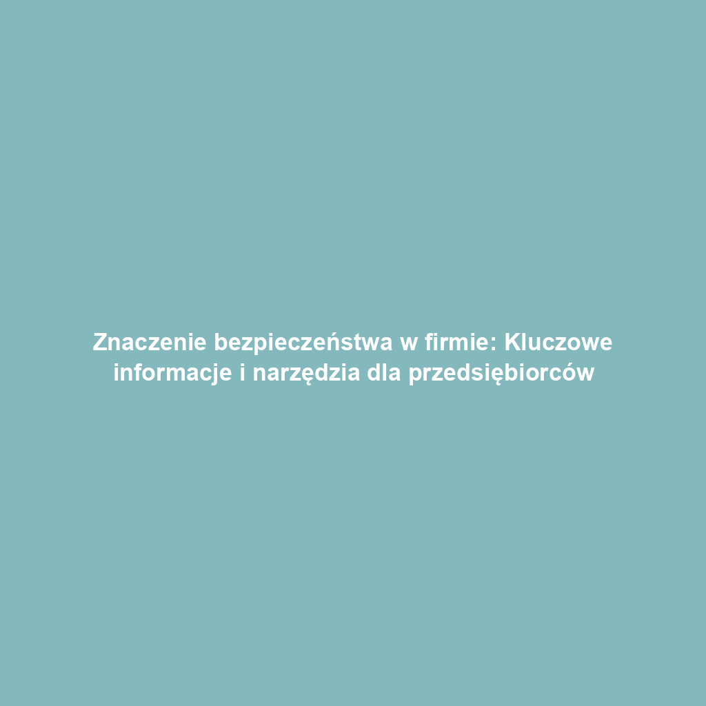 Znaczenie bezpieczeństwa w firmie: Kluczowe informacje i narzędzia dla przedsiębiorców