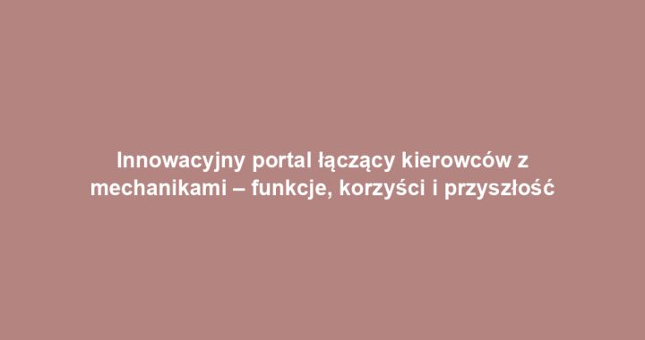 Innowacyjny portal łączący kierowców z mechanikami – funkcje, korzyści i przyszłość
