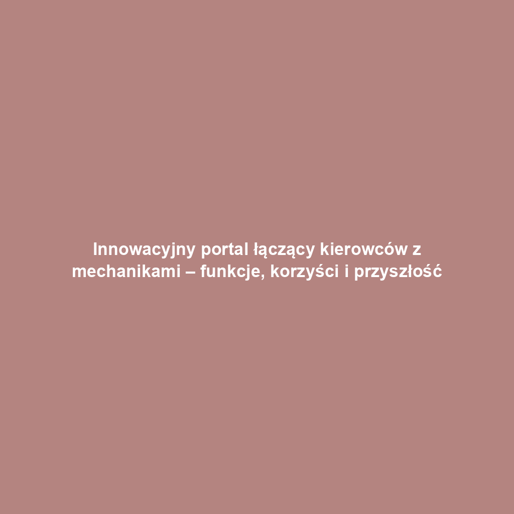 Innowacyjny portal łączący kierowców z mechanikami – funkcje, korzyści i przyszłość