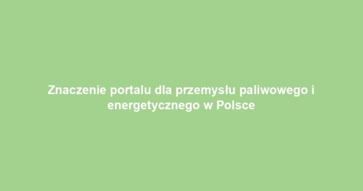 Znaczenie portalu dla przemysłu paliwowego i energetycznego w Polsce