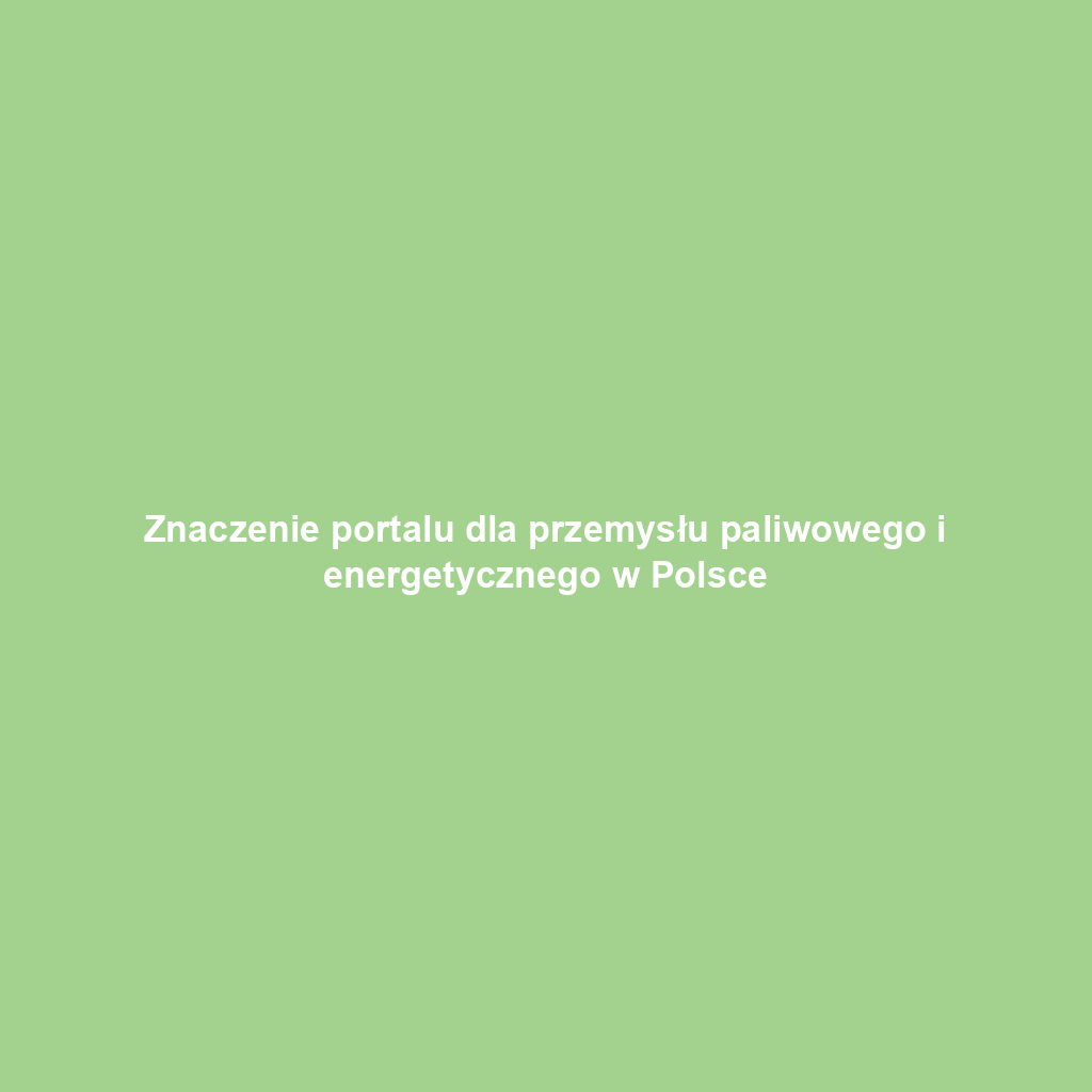 Znaczenie portalu dla przemysłu paliwowego i energetycznego w Polsce