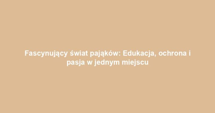 Fascynujący świat pająków: Edukacja, ochrona i pasja w jednym miejscu