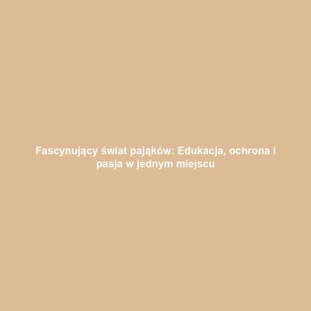 Fascynujący świat pająków: Edukacja, ochrona i pasja w jednym miejscu