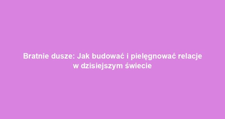 Bratnie dusze: Jak budować i pielęgnować relacje w dzisiejszym świecie